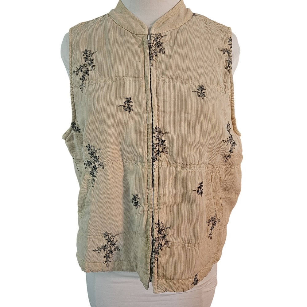 Vintage Action Wear USA Zippered Embroidered‎ Vest Women's Size L